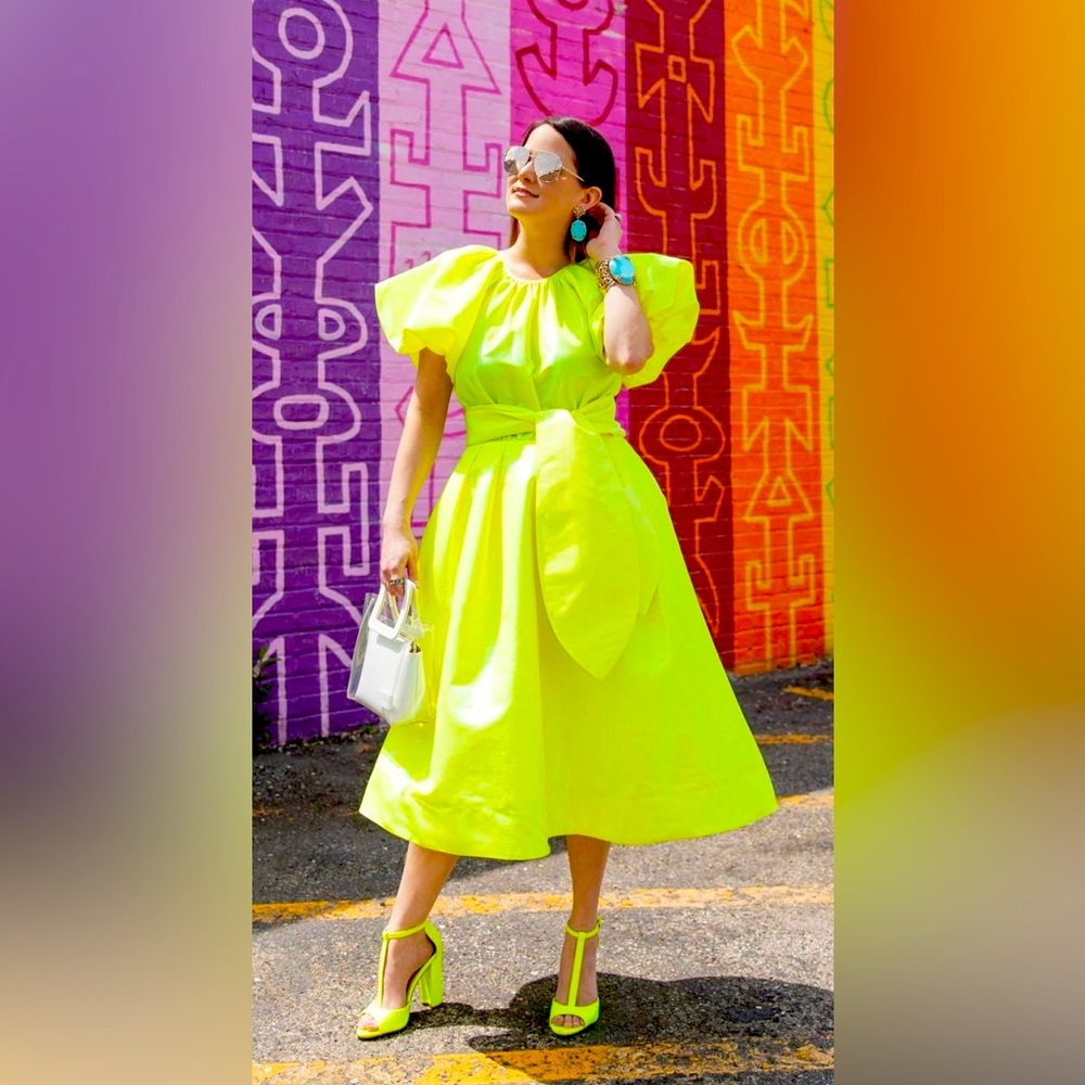 Christopher John Rogers for Target Puff sleeves Bolton effect dress.